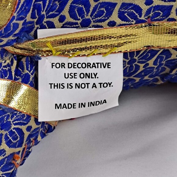 Pair of Fabric Elephants Free Standing Pink Orange Gold Sequins  Beads Tassels - Picture 7 of 15